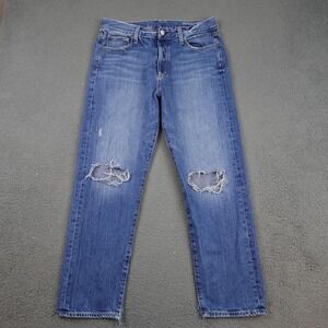 Outerknown S.E.A. Jeans Mens 30x28 Blue Distressed Straight Denim Ripped Knees
